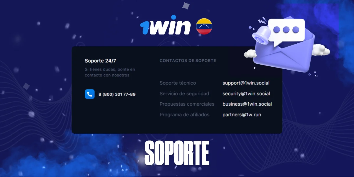 Contacto y soporte técnico 24/7 de 1win Venezuela